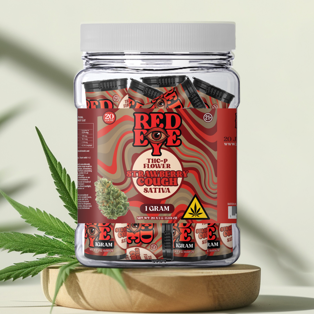 THC FLOWER 1GRAM STRAWBERRY COUGH (SATIVA) 20CT JAR